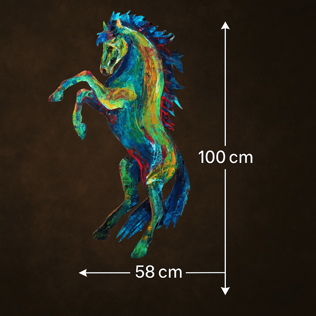 Cheval cabré peint à l’acrylique au couteau – L'élan sauvage – Art Totem Sauvage – Collection Les Cavaliers