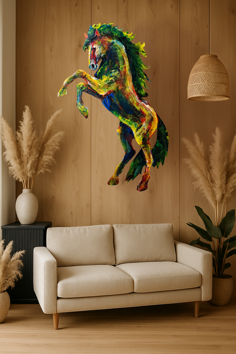 Le Flamboyant — Tableau Cheval Acrylique Couteau | Totem Sauvage