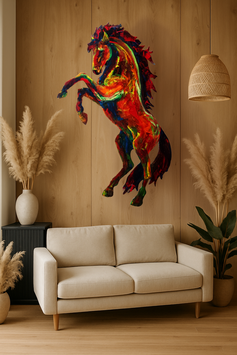 Le Phénix — Peinture Cheval Acrylique Couteau | Totem Sauvage
