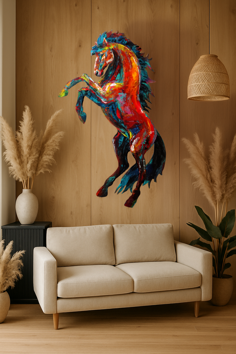 Le Rayonnant — Art Équestre Acrylique Couteau | Totem Sauvage