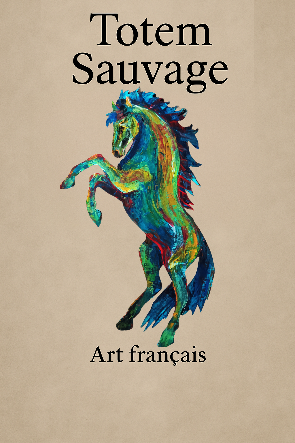 Cheval cabré peint à l’acrylique au couteau – L'élan sauvage – Art Totem Sauvage – Collection Les Cavaliers