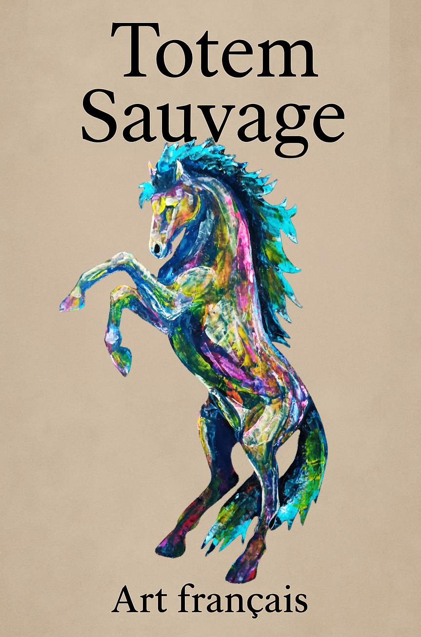 Cheval cabré peint à l’acrylique au couteau – l 'Aérien – Art Totem Sauvage – Collection Les Cavaliers