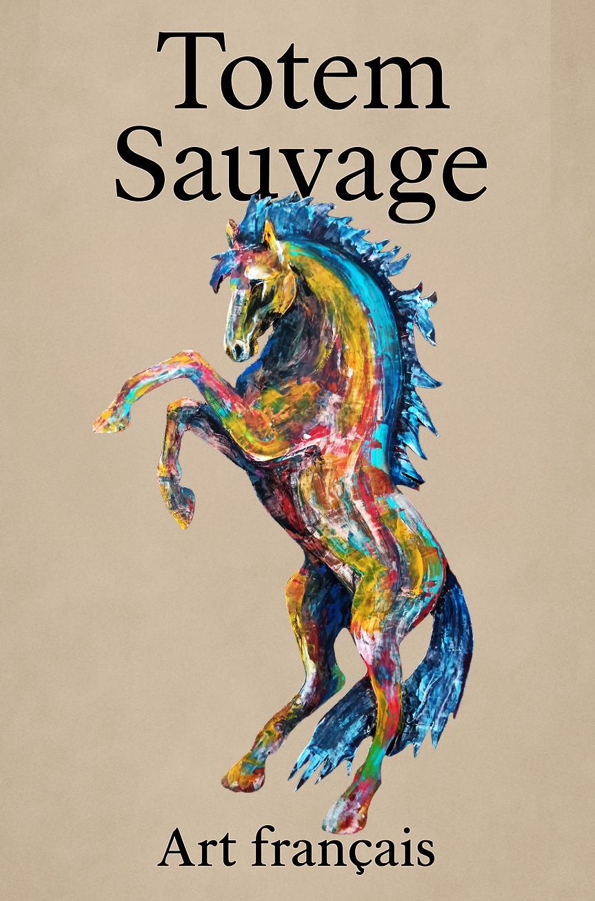 Cheval cabré peint à l’acrylique au couteau –  Le tempétueux– Art Totem Sauvage – Collection Les Cavaliers