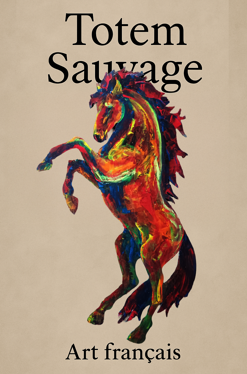 Cheval cabré peint à l’acrylique au couteau – Le phoenix – Art Totem Sauvage – Collection Les Cavaliers