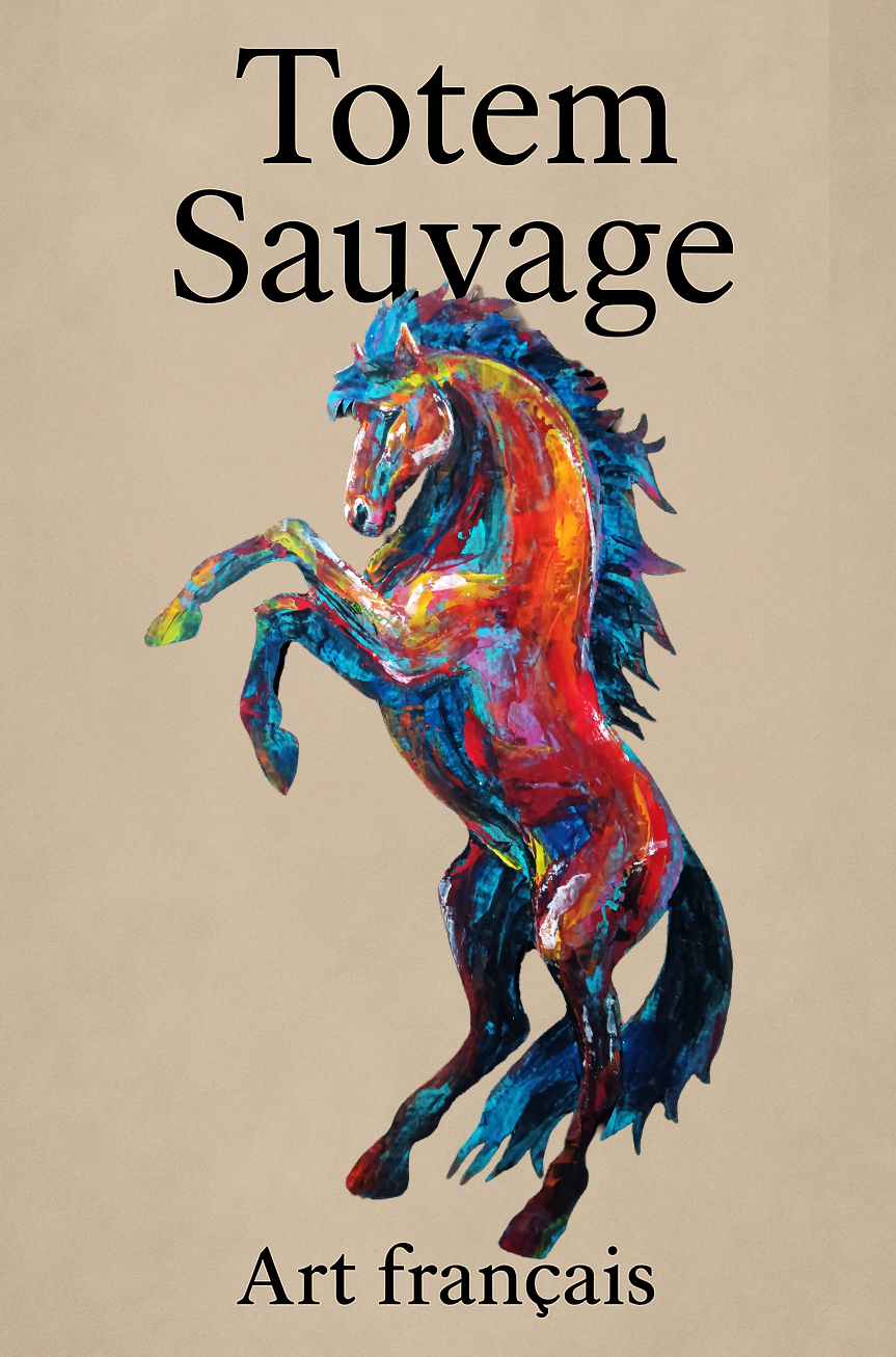 Cheval cabré peint à l’acrylique au couteau – Le rayonnant– Art Totem Sauvage – Collection Les Cavaliers