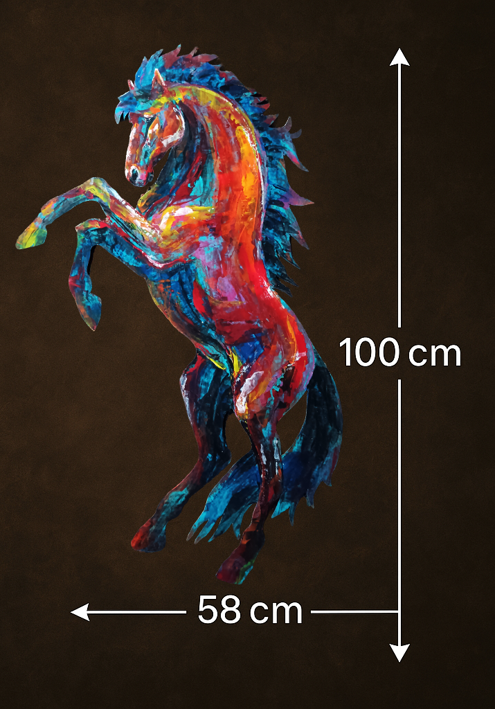 Cheval cabré peint à l’acrylique au couteau – Le rayonnant – Art Totem Sauvage – Collection Les Cavaliers