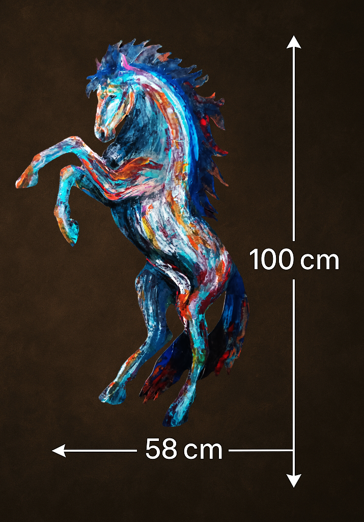 Cheval cabré peint à l’acrylique au couteau – Le crépusculaire – Art Totem Sauvage – Collection Les Cavaliers