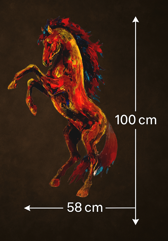 Cheval cabré peint à l’acrylique au couteau –L'embrasé  – Art Totem Sauvage – Collection Les Cavaliers