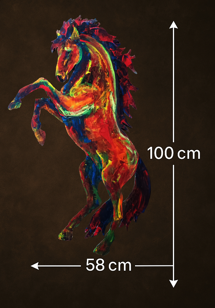 Cheval cabré peint à l’acrylique au couteau – Le phoenix – Art Totem Sauvage – Collection Les Cavaliers