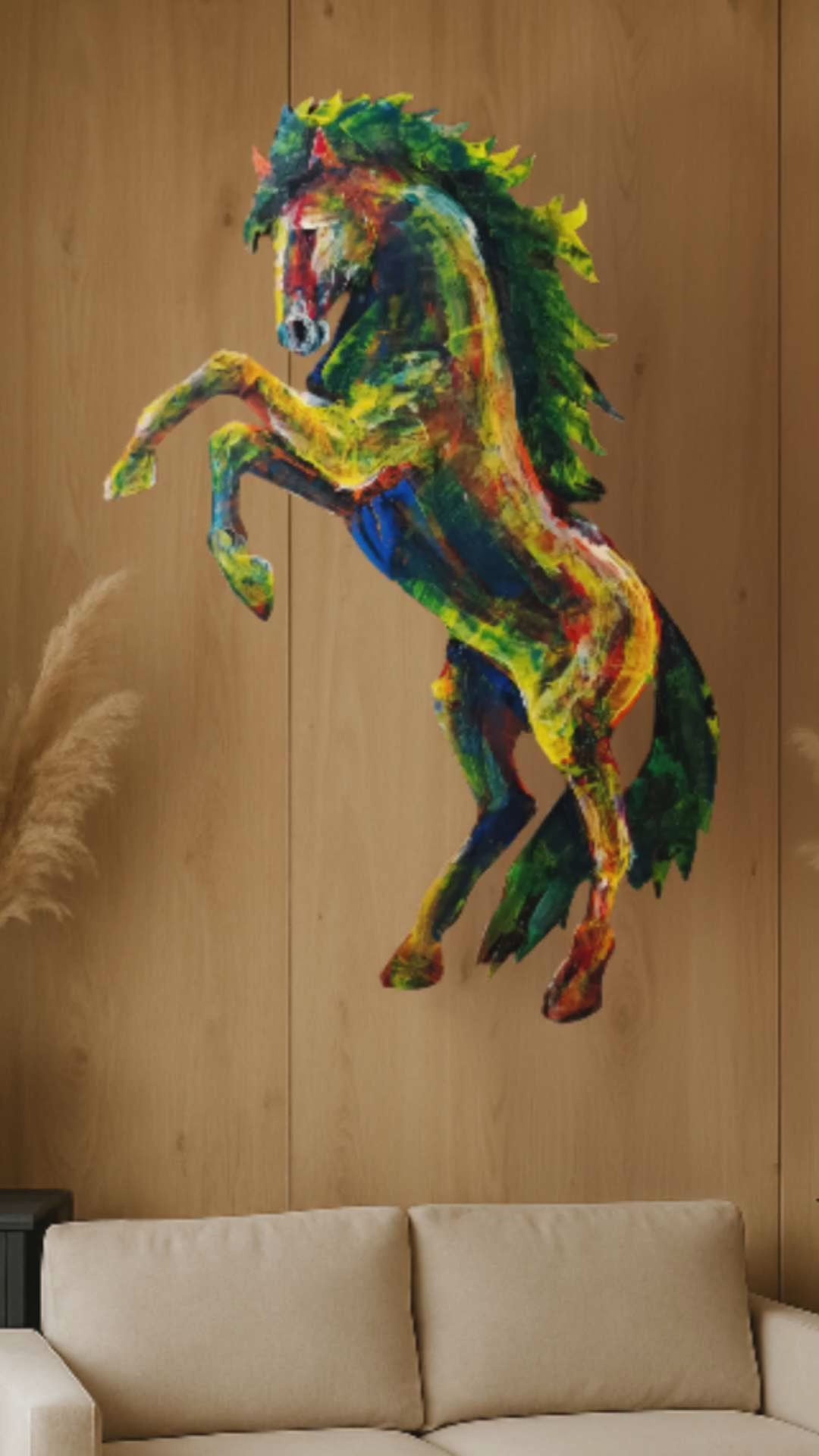 Cheval cabré peint à l’acrylique au couteau – L'ardent – Art Totem Sauvage – Collection Les Cavaliers