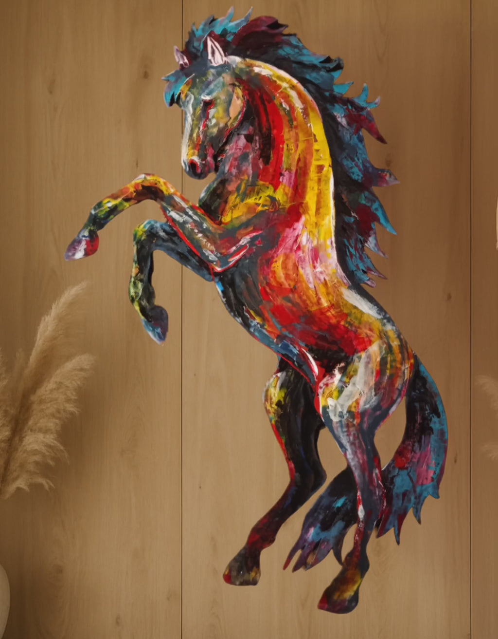 Cheval peint à l’acrylique au couteau – Le majestueux – Art Totem Sauvage – Collection Les Cavaliers