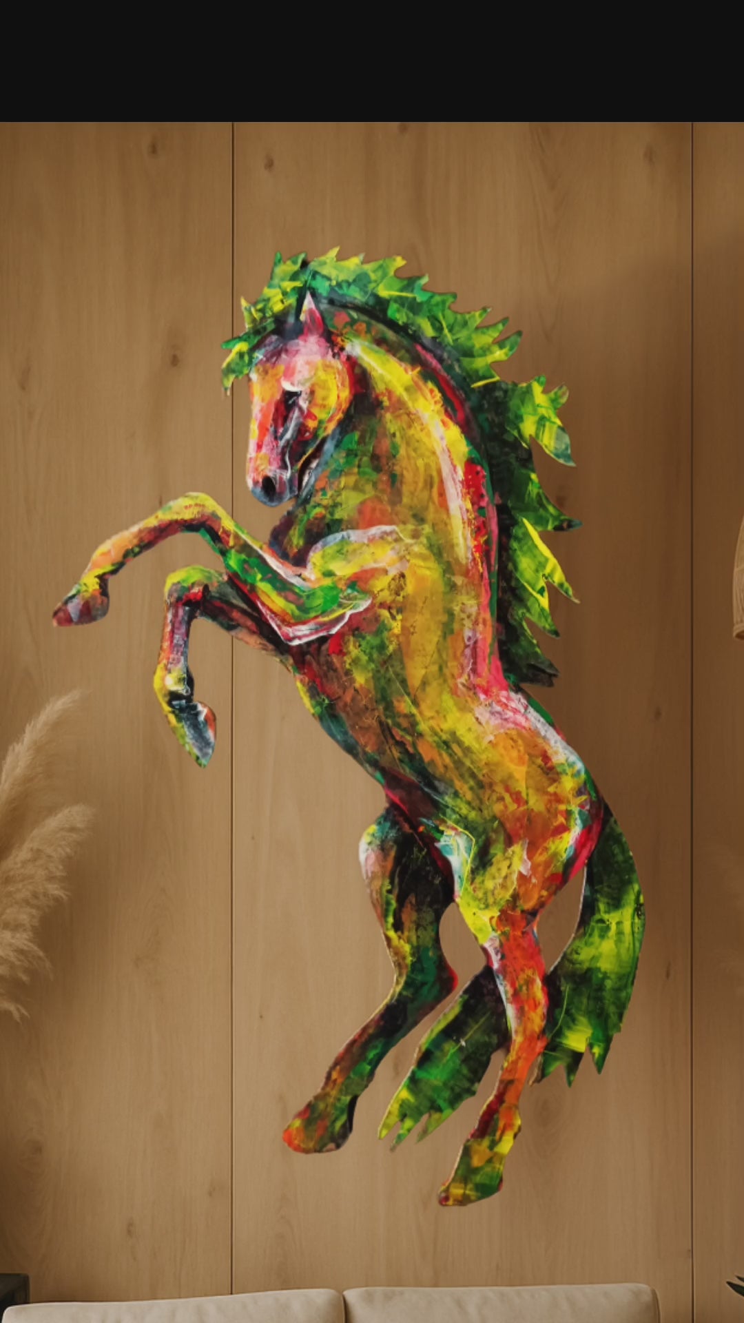 Cheval peint à l’acrylique au couteau – Le Solstice – Art Totem Sauvage – Collection Les Cavaliers