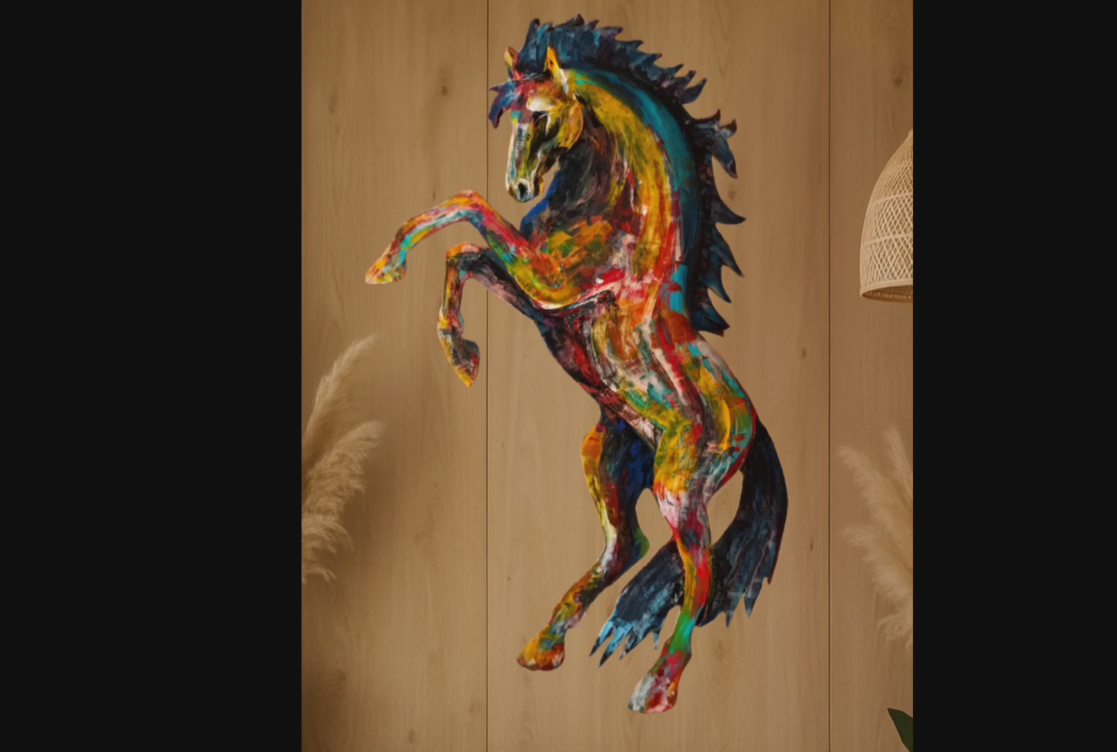 Cheval cabré peint à l’acrylique au couteau – Le tempétueux – Art Totem Sauvage – Collection Les Cavaliers